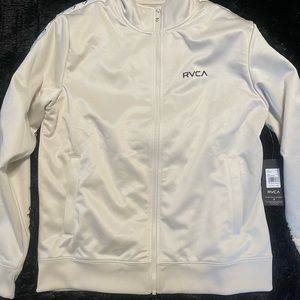Mens Rvca Track Jacket, white,size Medium